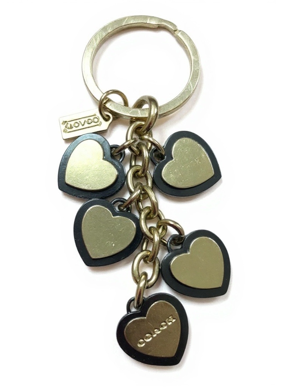 Coach Gold and Black Multi-Heart Keychain Charm